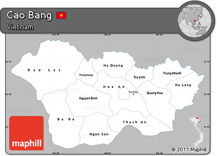 Gray Simple Map of Cao Bang, single color outside