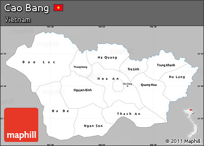 Gray Simple Map of Cao Bang, single color outside