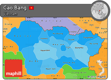 Political Shades Simple Map of Cao Bang