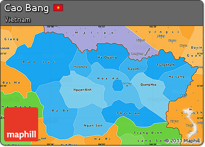 Political Shades Simple Map of Cao Bang