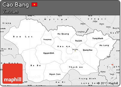 Silver Style Simple Map of Cao Bang