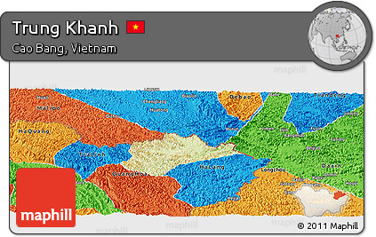 Physical Panoramic Map of Trung Khanh, political outside