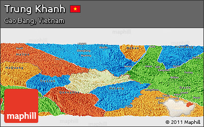 Physical Panoramic Map of Trung Khanh, political outside