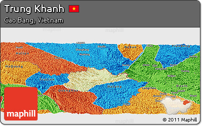 Physical Panoramic Map of Trung Khanh, political outside
