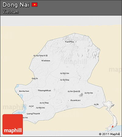Classic Style 3D Map of Dong Nai, single color outside