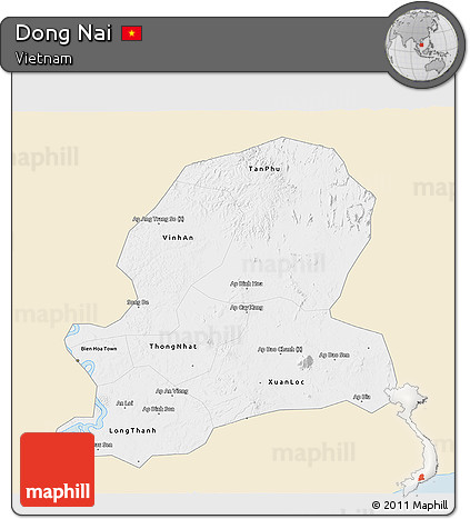 Classic Style 3D Map of Dong Nai, single color outside