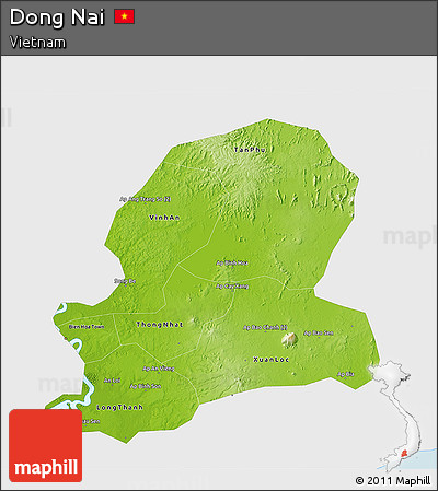 Physical 3D Map of Dong Nai, single color outside