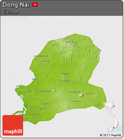Physical 3D Map of Dong Nai, single color outside