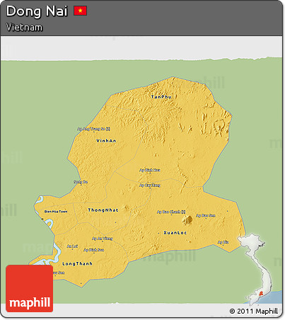 Savanna Style 3D Map of Dong Nai, single color outside