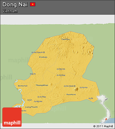 Savanna Style 3D Map of Dong Nai, single color outside