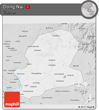 Silver Style 3D Map of Dong Nai