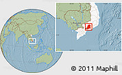 Savanna Style Location Map of Dong Nai, highlighted country, hill shading