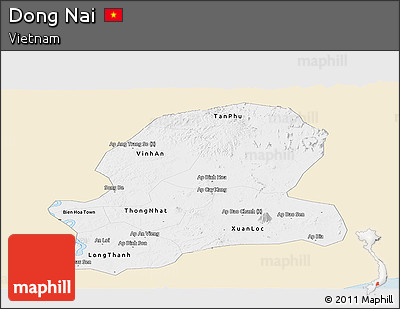 Classic Style Panoramic Map of Dong Nai, single color outside