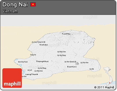 Classic Style Panoramic Map of Dong Nai, single color outside