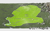 Physical Panoramic Map of Dong Nai, darken, semi-desaturated