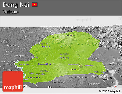 Physical Panoramic Map of Dong Nai, desaturated