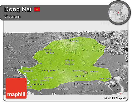 Physical Panoramic Map of Dong Nai, desaturated