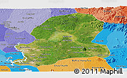 Satellite Panoramic Map of Dong Nai, political shades outside