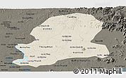Shaded Relief Panoramic Map of Dong Nai, darken