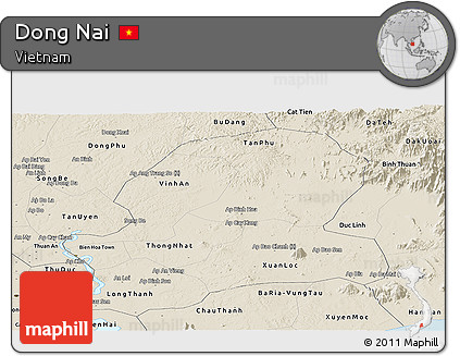 Shaded Relief Panoramic Map of Dong Nai