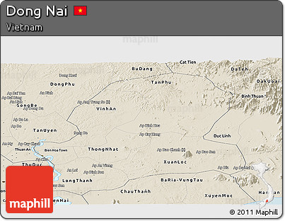 Shaded Relief Panoramic Map of Dong Nai