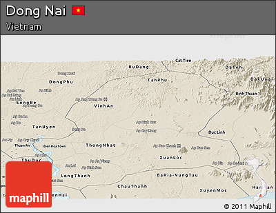 Shaded Relief Panoramic Map of Dong Nai