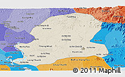 Shaded Relief Panoramic Map of Dong Nai, political shades outside