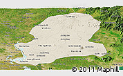 Shaded Relief Panoramic Map of Dong Nai, satellite outside