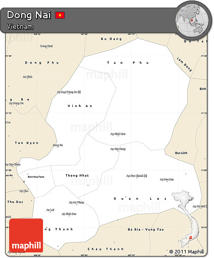 Classic Style Simple Map of Dong Nai