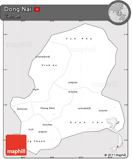 Silver Style Simple Map of Dong Nai, cropped outside