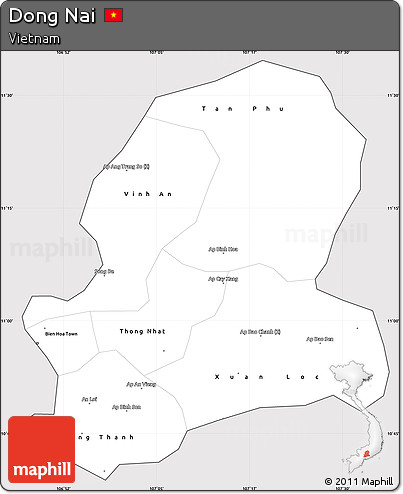 Silver Style Simple Map of Dong Nai, cropped outside
