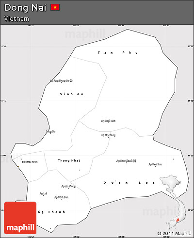 Silver Style Simple Map of Dong Nai, cropped outside