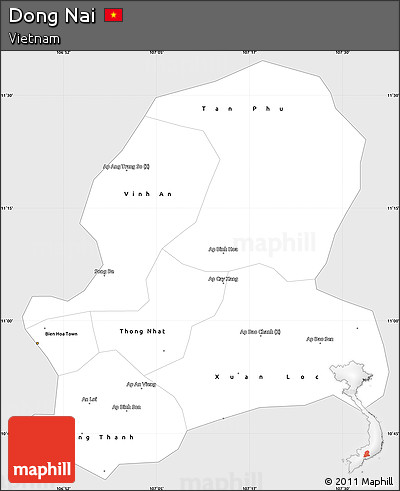 Silver Style Simple Map of Dong Nai, single color outside