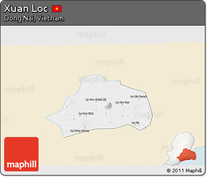 Classic Style 3D Map of Xuan Loc, single color outside