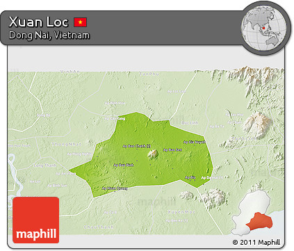 Physical 3D Map of Xuan Loc, lighten