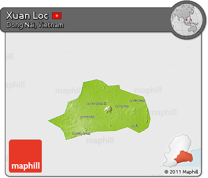 Physical 3D Map of Xuan Loc, single color outside