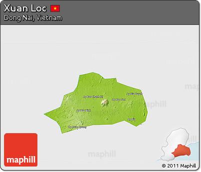 Physical 3D Map of Xuan Loc, single color outside