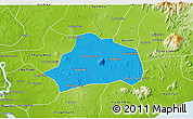 Political 3D Map of Xuan Loc, physical outside