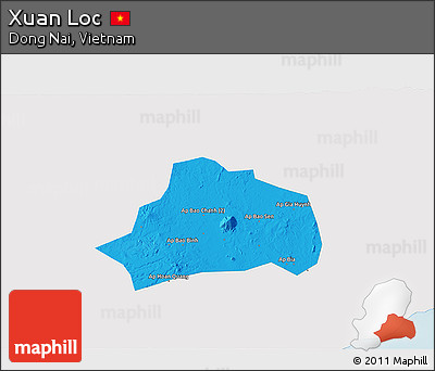 Political 3D Map of Xuan Loc, single color outside