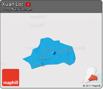 Political 3D Map of Xuan Loc, single color outside