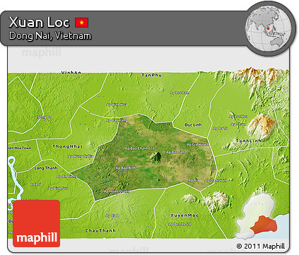 Satellite 3D Map of Xuan Loc, physical outside