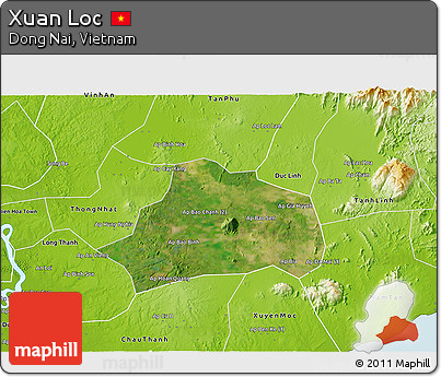 Satellite 3D Map of Xuan Loc, physical outside
