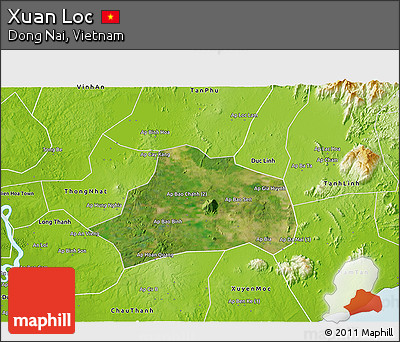 Satellite 3D Map of Xuan Loc, physical outside