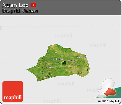 Satellite 3D Map of Xuan Loc, single color outside