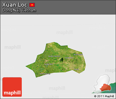 Satellite 3D Map of Xuan Loc, single color outside