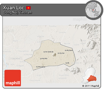 Shaded Relief 3D Map of Xuan Loc, lighten