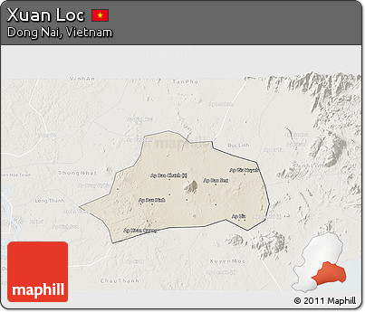Shaded Relief 3D Map of Xuan Loc, lighten