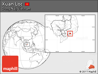 Blank Location Map of Xuan Loc, highlighted parent region