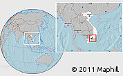 Gray Location Map of Xuan Loc, highlighted country, highlighted parent region, within the entire country, hill shading