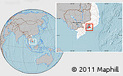 Gray Location Map of Xuan Loc, highlighted country, highlighted parent region, hill shading